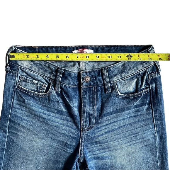Hollister California Denim Blue Jeans Size 1 w25 Distressed Whiskering & Fading - Picture 5 of 11